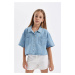 DEFACTO Girl's Boxy Fit Cotton Short Sleeve Shirt