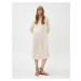 Koton Midi Shirt Dress V-Neck Linen Blended