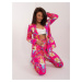 Dark pink, elegant women's set with a print