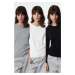 Trendyol Black-Grey-Ecru Crew Neck Basic Triple Pack Knitwear Sweater