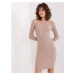 Dark beige women's basic ribbed dress