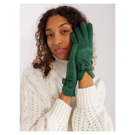 Dark green elegant gloves with bow