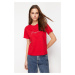 Trendyol Red 100% Cotton Motto Embroidered Regular/Regular Fit Knitted T-Shirt