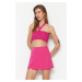 Trendyol Fuchsia Double Slit Super Mini Weave Shorts Skirt