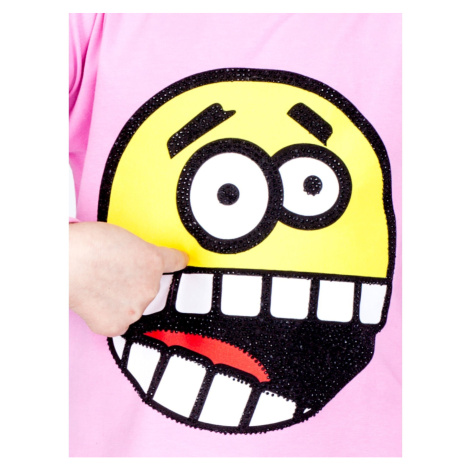Children's lilac cotton blouse with a funny emoticon