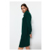 Trendyol Smaragdovo zelené mini pleteniny rolákové šaty