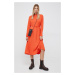 Šaty Calvin Klein oranžová farba, midi, priliehavá