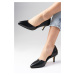 Mio Gusto Rene Black Color Short Heels Women's Shoes