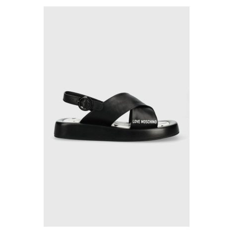 Kožené sandále Love Moschino dámske, čierna farba, JA16263G0GIE100A