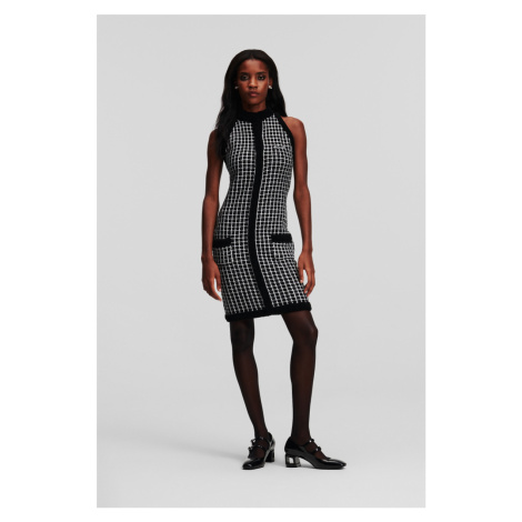 Šaty Karl Lagerfeld Boucle Knit Dress Black/Silver