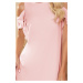 Ružové trapézové šaty s volánikmi na ramenách BIANA 359-1