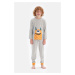 Dagi Gray Crew Neck Long Sleeve Pajamas Set