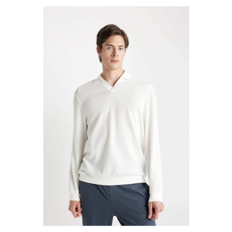 DEFACTO Regular Fit Polo Neck Jacquard Knitwear Sweatshirt