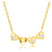 Diamantový náhrdelník zo žltého 14K zlata - pospájané srdiečka, číre brilianty
