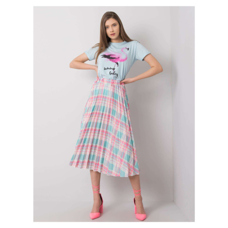 Pleated skirt with mint check