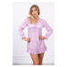 Dress with decorative ruffles of purple color