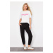 Trendyol Black Slogan Printed Basic Jogger Knitted T-shirt Sweatpants Bottom-Top Set