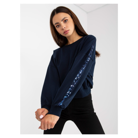 Short dark blue hoodie with RUE PARIS app