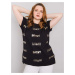 Black blouse plus sizes with print and patch