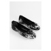 Shoeberry Women's Frenchie Black Sequin Daily Flats