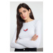 Trendyol White Embroidered Premium Viscose Crew Neck Crop Flexible Knitted Blouse