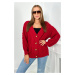 Button-down sweater with puff sleeves red