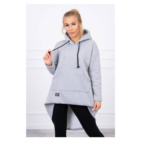 Padded sweatshirt with a long back and a grey hoodie