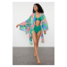 Trendyol Underwater Patterned Belted Mini Woven Kimono & Kaftan