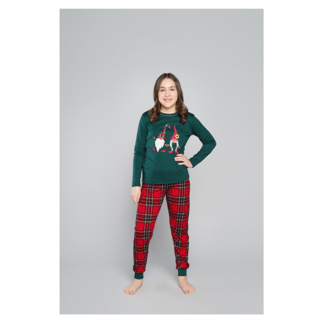 Santa pajamas for girls, long sleeves, long legs - green/print Italian Fashion