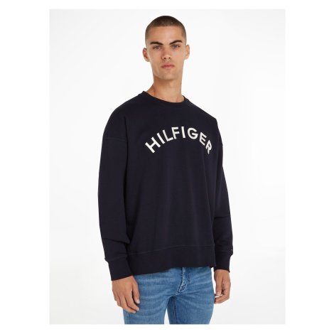 Tmavomodrá pánska mikina Tommy Hilfiger Arched Crew