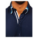 Tmavomodrá pánska elegantá košeľa s krátkymi rukávmi BOLF 2926