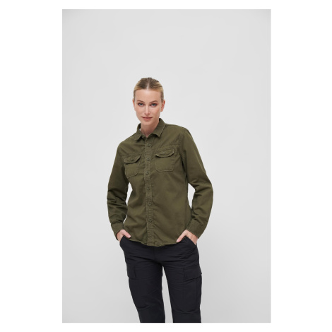 Women's vintage long sleeve shirt olive