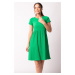 armonika Women's Green Low-cut Back Elastic Detailed Short Sleeve Dress