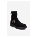 Women's flat heel boots with buckles Black Bliggore