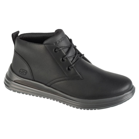 Čierne pánske kožené členkové topánky Skechers Proven - Yermo 204670-BLK