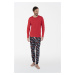 Men's pajamas Rojas long sleeves, long legs - red/print
