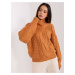 Light brown women's oversize sweater with cables