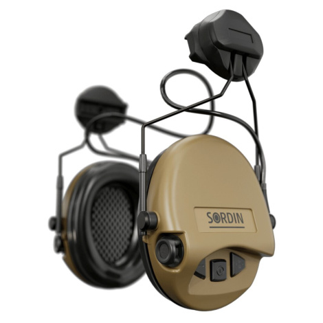 Elektronické chrániče sluchu Supreme Mil-Spec AUX Sordin®, ARC Rail Helmet – Piesková
