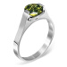 Oceľový prsteň - zelený mesačný kameň "Máj", postranné úchyty - Veľkosť: 50 mm