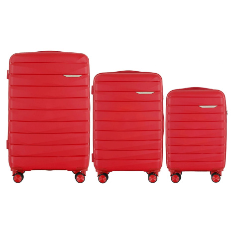 Červená 3dielna sada kufrov Wings MUR01 3, Set of 3 Wings POLIPROPYLEN suitcases L,M,S Wine Red