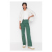 Trendyol Green Pocket detailné vysoké pás široké nohavice nohavice