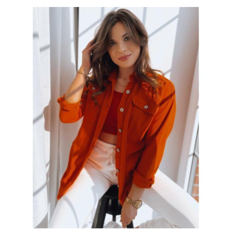 Riflová dámska bunda v oranžovej farbe DStreet