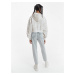 Biela dámska vzorovaná cropped mikina s kapucňou Calvin Klein Jeans