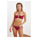 Trendyol Burgundy Print Detailed Bikini Top