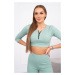 Žebrovaný crop top set tmavě mátový UNI