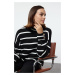 Trendyol Black Turtleneck Striped Basic Knitwear Sweater