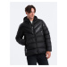 Ombre Men's winter quilted jacket of combined materials - black