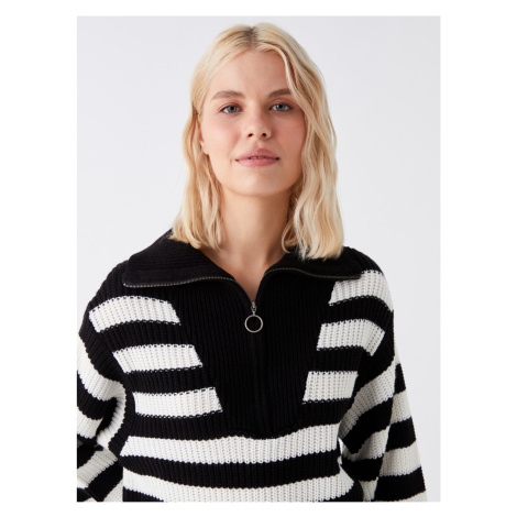 LC Waikiki Women's High Neck Striped Long Sleeve Knitwear Sweater