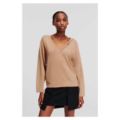 Sveter Karl Lagerfeld Light V-Neck Knit Sweater Nomad