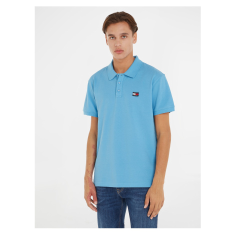 Light blue Mens Polo T-Shirt Tommy Jeans Badge Polo - Men Tommy Hilfiger